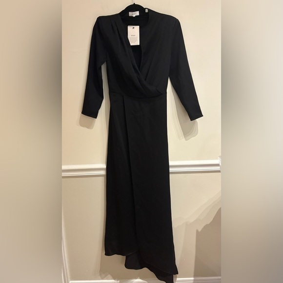 A.L.C. NWT Black Cutout Satin-Crepe Maxi Dress size 4 - Picture 2 of 10